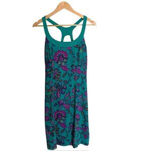 The North Face Green & Purple Floral Athletic Dress Medium